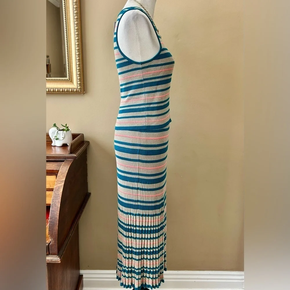 Anthropologie Dolan Striped Knit Skirt Set Sleeveless Pleated Two Piece S NWT